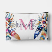 Boho Federn Grenze personalisiert Zubehörtasche (Vorderseite)