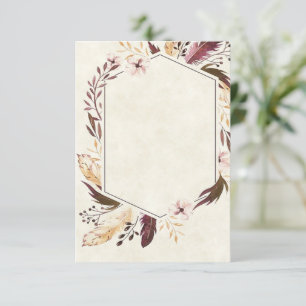 Boho-Federn Hochzeit Blanko-Budget Einladung