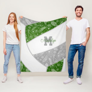 Boho Federn Muster grün grauen Volleyball Fleecedecke