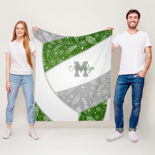 Boho Federn Muster grün grauen Volleyball Fleecedecke (Beispiel)
