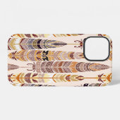 Boho-Federn: Nahtloses Stammesmuster iPhone Hülle (Rückseite (Horizontal))