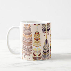 Boho-Federn: Nahtloses Stammesmuster Kaffeetasse