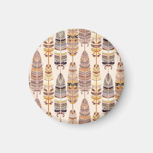 Boho-Federn: Nahtloses Stammesmuster Magnet
