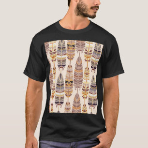 Boho-Federn: Nahtloses Stammesmuster T-Shirt