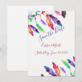 Boho Federn personalisiert Save The Date (Vorne/Hinten)