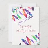 Boho Federn personalisiert Save The Date (Vorderseite)