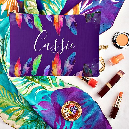 Boho Federn personalisiert Zubehörtasche