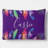 Boho Federn personalisiert Zubehörtasche (Vorderseite)