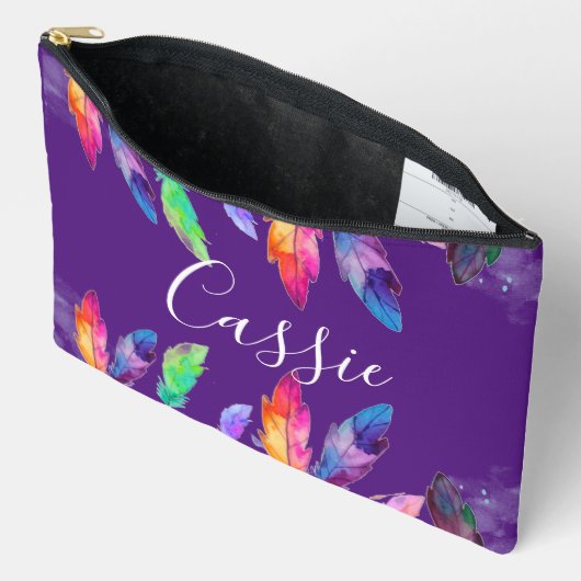 Boho Federn personalisiert Zubehörtasche (Offen)