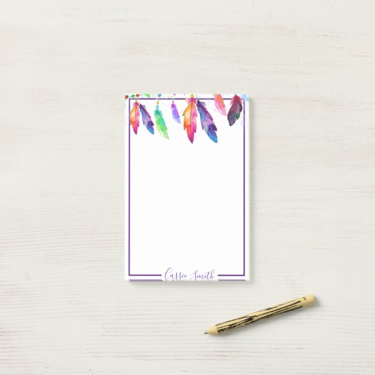 Boho-Federn personalisierte Post-it-Notizen Post-it Klebezettel (Auf Schreibtisch)