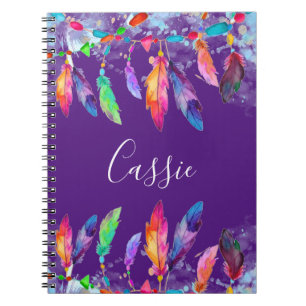 Boho-Federn personalisiertes Notizbuch Notizblock