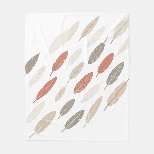 Boho-Federn Rost-Taupe-Diagonalmuster Fleecedecke (Vorderseite)