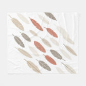 Boho-Federn Rost-Taupe-Diagonalmuster Fleecedecke (Vorderseite (Horizontal))