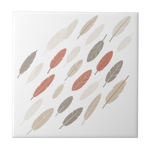 Boho-Federn Rost-Taupe-Diagonalmuster Fliese (Vorderseite)