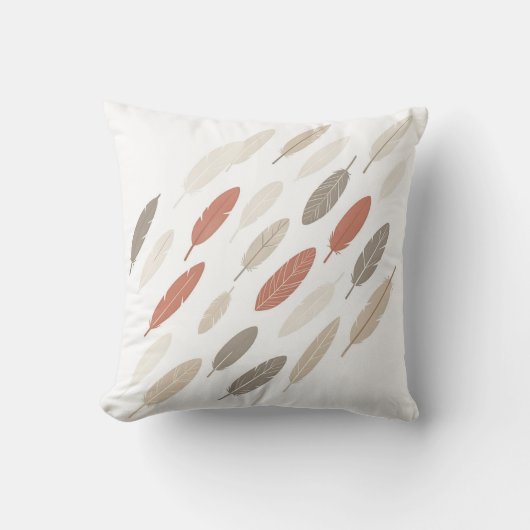 Boho-Federn Rost-Taupe-Diagonalmuster Kissen (Vorderseite)