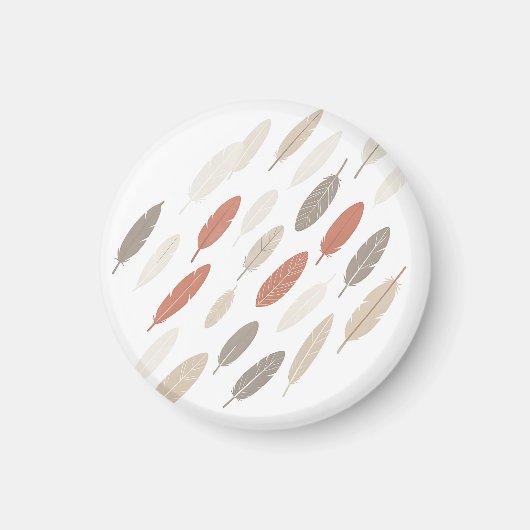 Boho-Federn-Rost-Taupe-Diagonalmuster Magnet (Vorne)