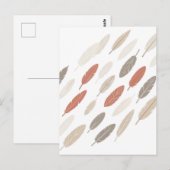 Boho-Federn Rost-Taupe-Diagonalmuster Postkarte (Vorne/Hinten)