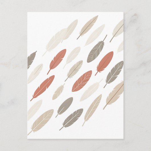 Boho-Federn Rost-Taupe-Diagonalmuster Postkarte (Vorderseite)