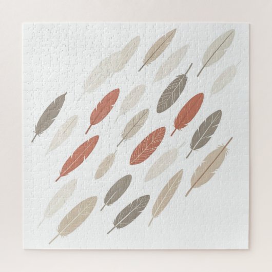 Boho-Federn Rost-Taupe-Diagonalmuster Puzzle (Vertikal)