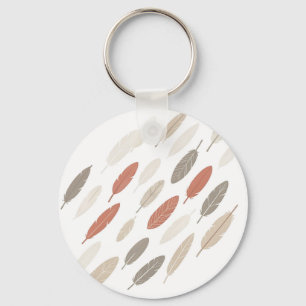 Boho-Federn-Rost-Taupe-Diagonalmuster Schlüsselanhänger