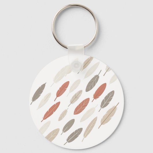 Boho-Federn-Rost-Taupe-Diagonalmuster Schlüsselanhänger (Vorderseite)