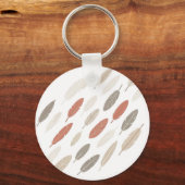 Boho-Federn-Rost-Taupe-Diagonalmuster Schlüsselanhänger (Vorderseite)