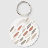 Boho-Federn-Rost-Taupe-Diagonalmuster Schlüsselanhänger (Rückseite)