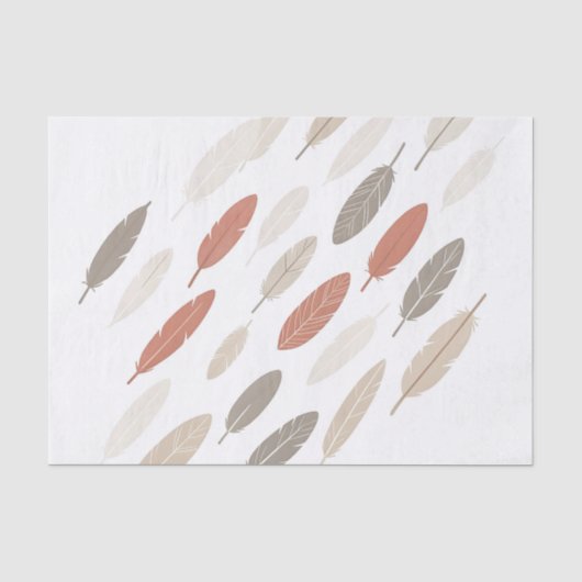 Boho-Federn Rost-Taupe-Diagonalmuster Seidenpapier (Vorderseite)