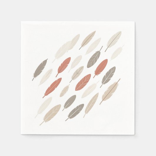 Boho-Federn Rost-Taupe-Diagonalmuster Serviette (Vorderseite)