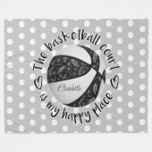 Boho Federn schwarzen Basketballplatz glücklicher  Fleecedecke (Vorderseite (Horizontal))