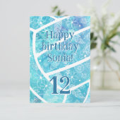 Boho Federn türkis Volleyball Geburtstag Karte (Stehend Vorderseite)