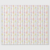 Boho Federn und Perlen Aquarellfarben Geschenkpapier (Flach)