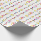 Boho Federn und Perlen Aquarellfarben Geschenkpapier (Ecke)