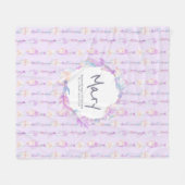 Boho Federn und Perlen lila Name Fleecedecke (Vorderseite (Horizontal))