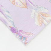 Boho Federn und Perlen lila Name Fleecedecke (Ecke)