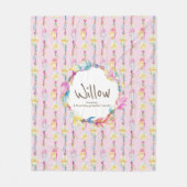 Boho Federn und Perlen rosa Name bedeutet Fleecedecke (Vorderseite)