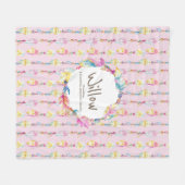 Boho Federn und Perlen rosa Name bedeutet Fleecedecke (Vorderseite (Horizontal))