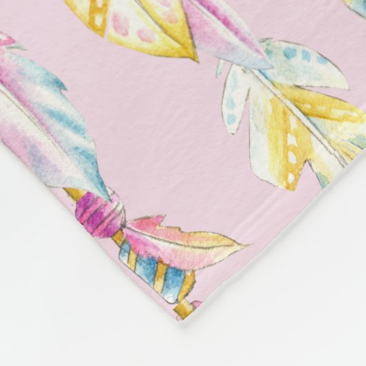 Boho Federn und Perlen rosa Name bedeutet Fleecedecke (Ecke)