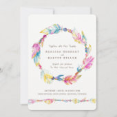 Boho Federperlen Aquarell Probe Dinner Einladung (Vorderseite)