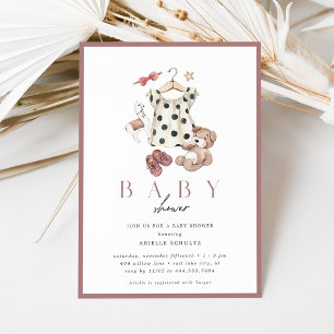Boho-Feminine Mädchen Rustikale Vintage-Baby-Party Einladung