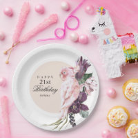 Boho Feminine Tropical Pink Parrot 21. Geburtstag