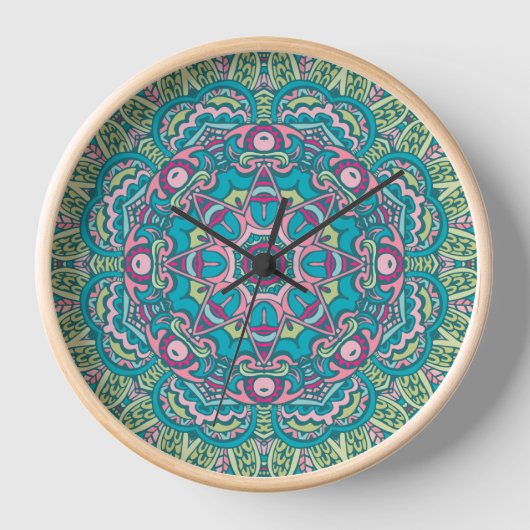 Boho Festive Mandala Uhr (Vorderseite)