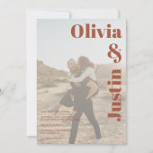 Boho fette Namen 2 Fotos Qr Code Hochzeit Einladung (Vorderseite)