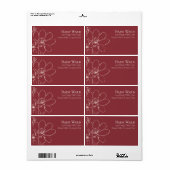 Boho + Fette rote Wildblumen-Rücksende-Adressetike (Vorne)