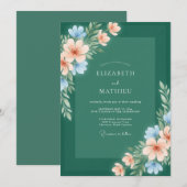 Boho-Fichte-Periwinkle-Blütenhochzeit Einladung (Vorne/Hinten)