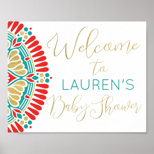 Boho Fiesta Baby Dusche Begrüßungszeichen Poster (Vorne)