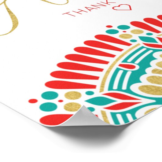 Boho Fiesta Baby Shower Geschenke Schild (Ecke)