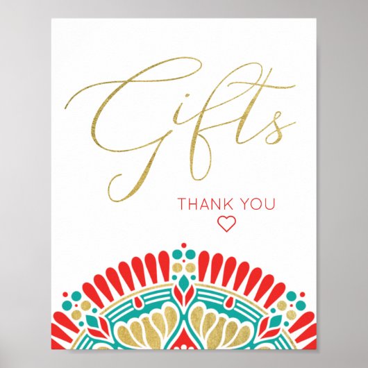 Boho Fiesta Baby Shower Geschenke Schild (Vorne)