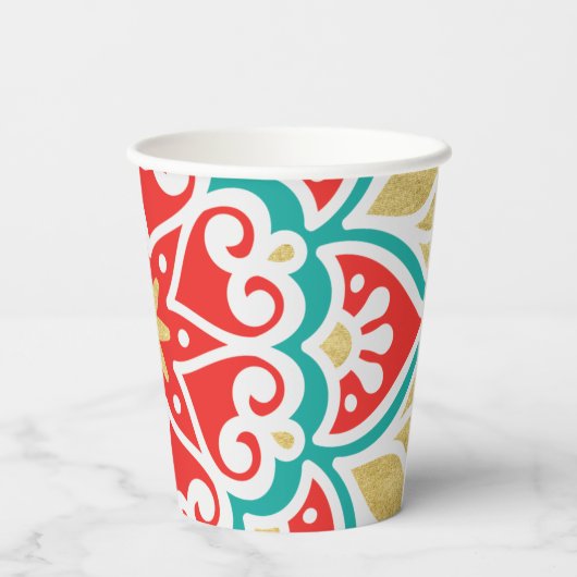 Boho Fiesta Geometric Pappbecher (Rückseite)