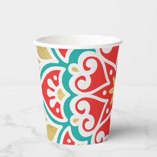 Boho Fiesta Geometric Pappbecher (Vorderseite)